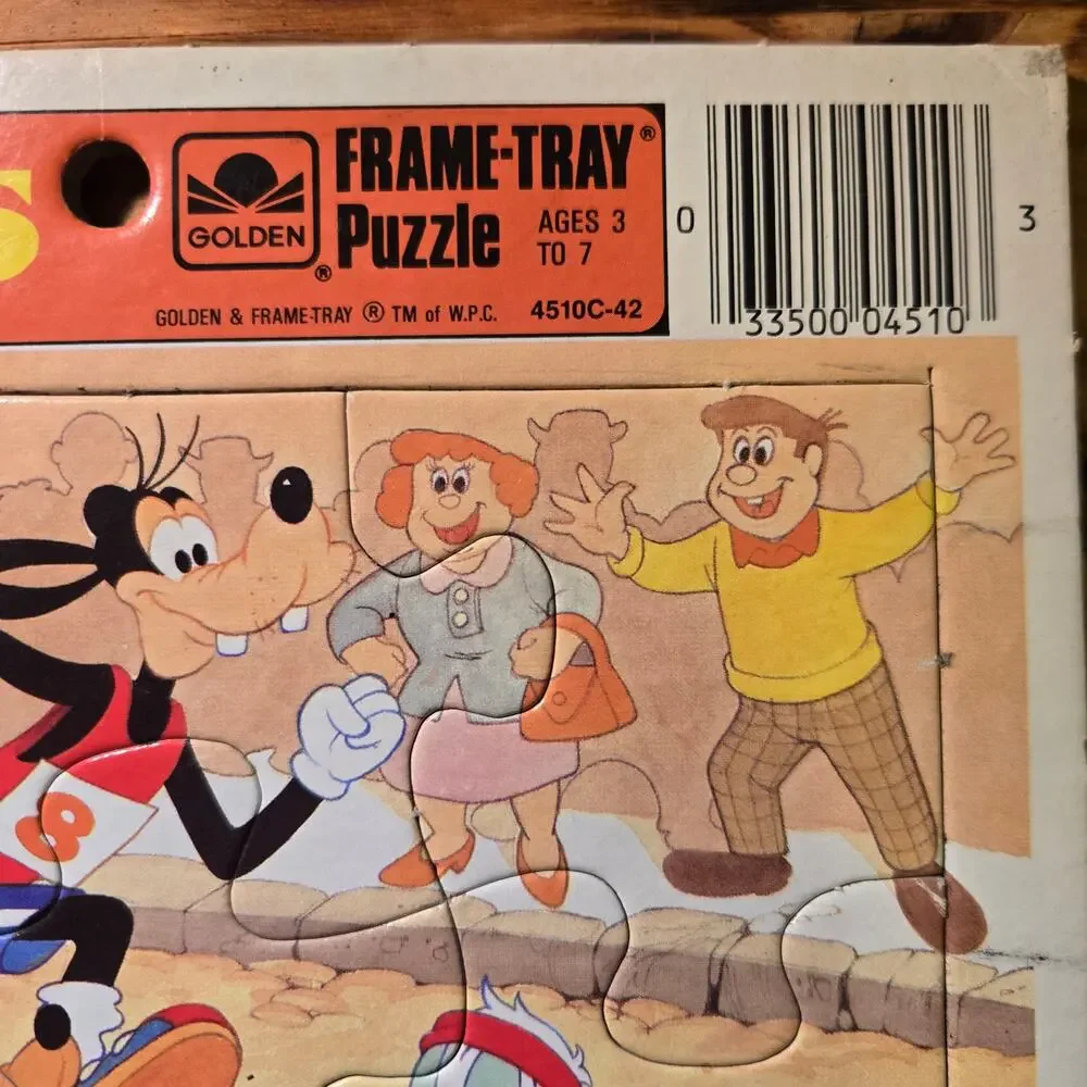 Vintage Mickey Mouse Frame Tray Puzzle Golden Disney Games Race 1985